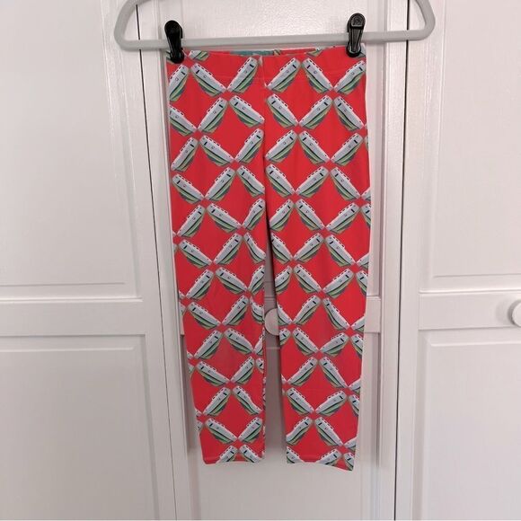 Leland Gal Grapefruit Tug Lattice Hand Painted Textiles, Girls XS Leggings - Picture 1 of 11